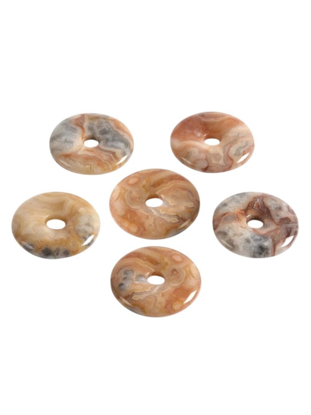 Crazy Lace Agate Lucky Coin Pendant Necklace Yellow | Handmade - Picture 6 of 6